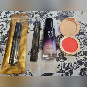 Keys N Medium Foundation & Cheeky Blush & Nabla Black Eyeliner & Lip Liners X2
